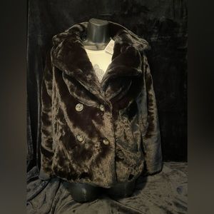 Dark buttoned fur jacket